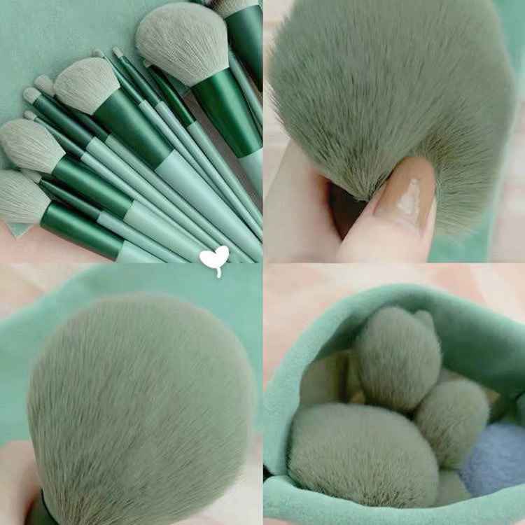 Petra store 13-Piece Makeup Brush Set with soft green bristles and ergonomic handles for precise application