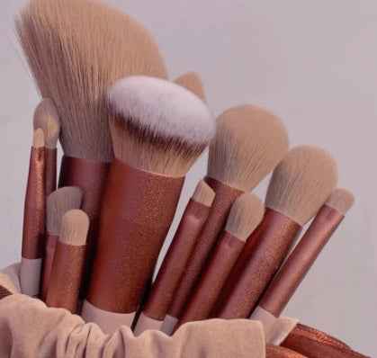 Petra store 13-Piece Makeup Brush Set with soft bristles and rose gold handles for precise makeup application