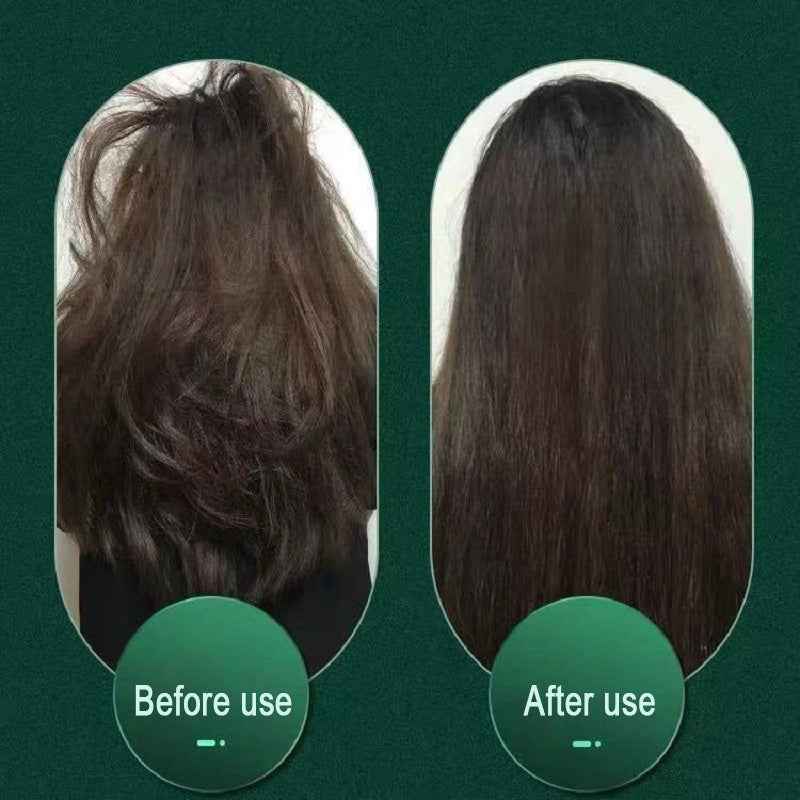 Before and after results of using Petra store 2 In 1 Hair Straightener showing frizzy hair transformed to smooth straight hair