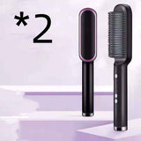 Petra store 2 In 1 Hair Straightener in black with brush and flat iron dual design