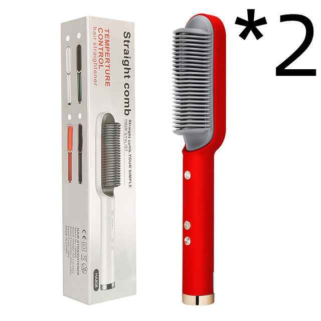 Petra store 2 In 1 Hair Straightener red temperature control straight comb for styling