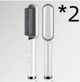 Petra store 2 In 1 Hair Straightener in white with brush and flat heating plate design