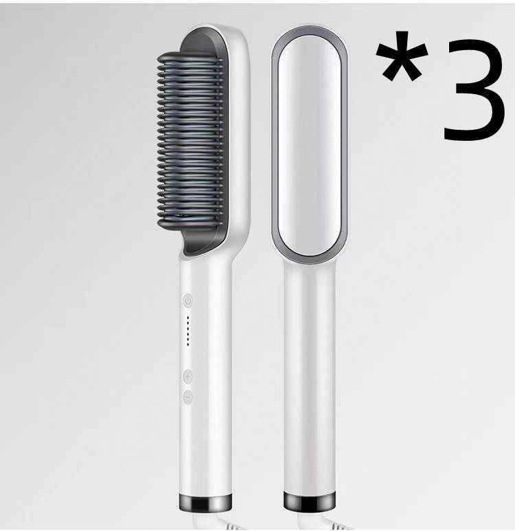 Petra store 2 In 1 Hair Straightener with ceramic heated brush in sleek white design