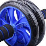 Blue and black ab roller wheel with foam handles from Petra store 5-in-1 Home Sports and Fitness Kit
