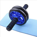 5-in-1 Home Sports and Fitness Kit ab roller wheel with foam grip handles on blue exercise mat