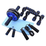 Petra store 5-in-1 Home Sports and Fitness Kit with ab roller, push-up bars, jump rope, hand gripper, and exercise mat