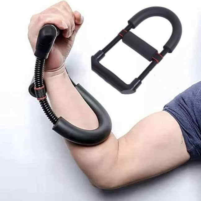 Adjustable Arm Trainer in use on bent arm for strength training by Petra store fitness and wellness