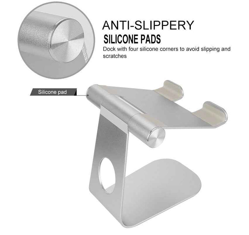 Petra store silver Stand For iPads and Tablets with anti-slippery silicone pads to prevent scratches