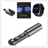 Petra store Wireless Bluetooth Earbuds with metallic cylindrical charging case and LED display