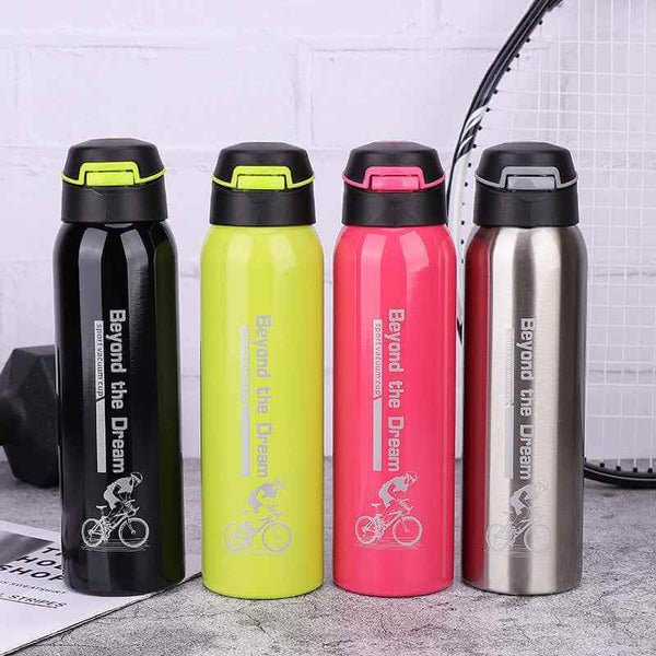 Petra store bike water bottle set in black yellow pink and silver with secure flip caps