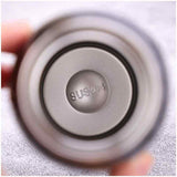 Close-up view inside Petra store stainless steel Bike Water Bottle showing SUS 304 marking