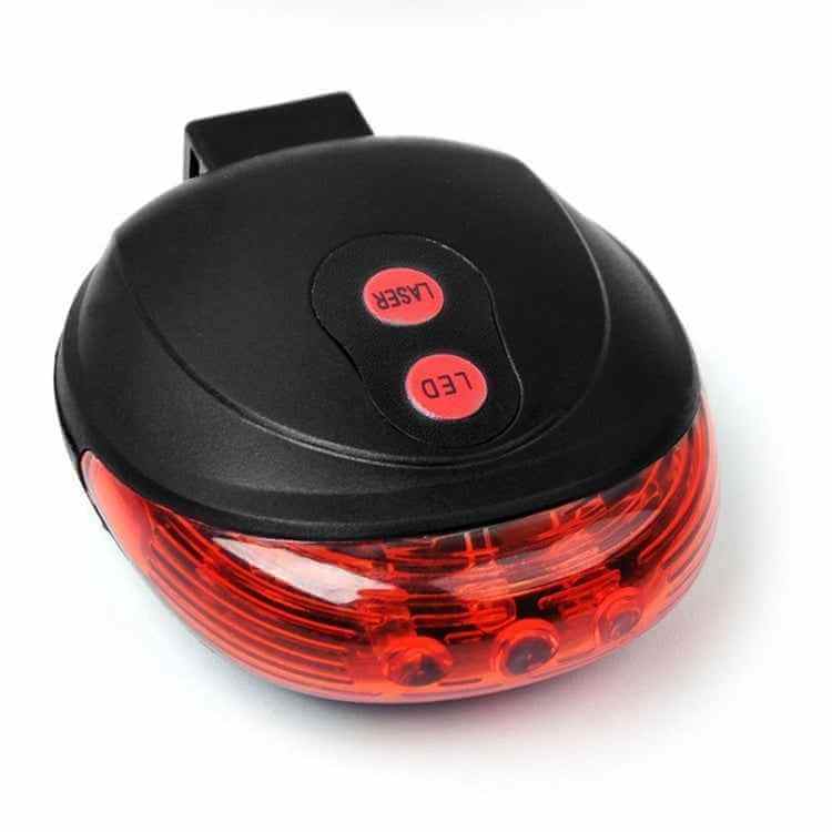 Petra store Bicycle Tail Light with LED and laser buttons in black and red for bike safety