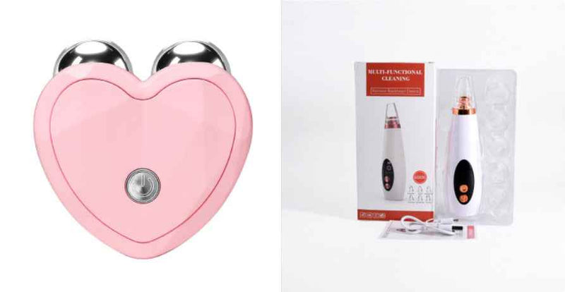 Petra store Blackhead Pore Vacuum Cleaner in white with rose gold accents and charging cable