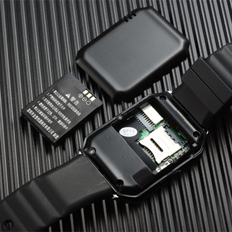 Bluetooth smart watch with call reminder showing open back and removable battery from Petra store
