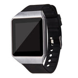 Petra store Bluetooth smart watch with call reminder featuring a black strap and square display