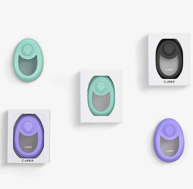 Petra store Crystal Hair-Remover devices in mint green, black, and purple with compact design in packaging