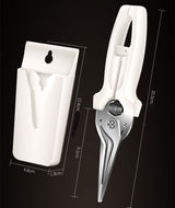 Petra store white kitchen scissors with stainless steel blades and wall mount sheath ergonomic handle
