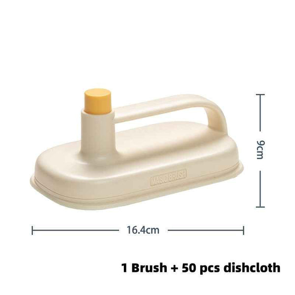 Petra store Cleaning Magic Brush beige with ergonomic handle and 50 dishcloths for kitchen cleaning
