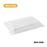 Pack of 50 white dish cloths from Petra store with Cleaning Magic Brush for home and kitchen use