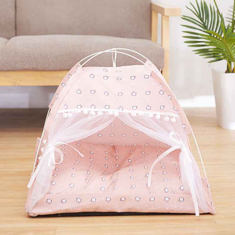 Petra store cozy pet bed for small pets in pink with canopy and cute pattern for indoor use