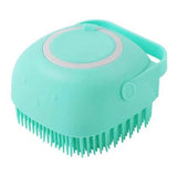 Petra store teal silicone Dog Bath Brush with soft bristles and ergonomic handle for easy grooming