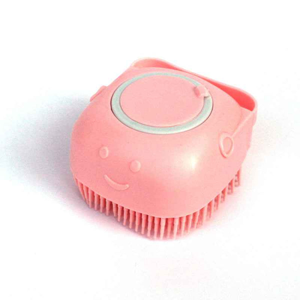 Petra store pink silicone Dog Bath Brush with soft bristles and ergonomic design for easy grooming