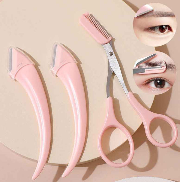 Petra store Eyebrow Trimming Knife With Comb and pink grooming tools for precise eyebrow shaping