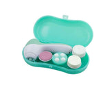 Petra store facial massager kit with multiple interchangeable heads in a teal storage case