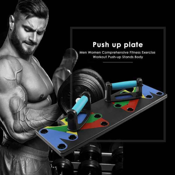 Petra store Push-up Board Bracket with color-coded hand grips and plate weights for fitness workouts