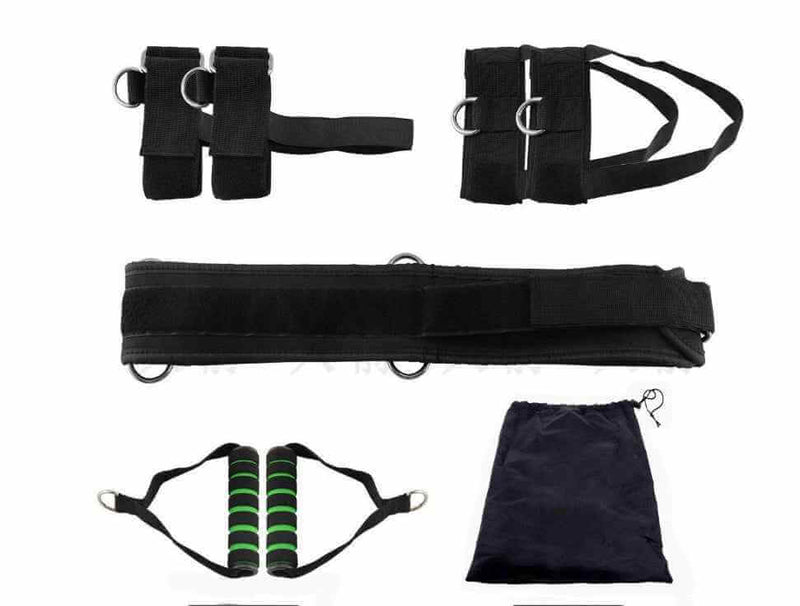 Petra store Resistance Band Bounce Trainer set with ankle straps foam grip handles door anchor and storage bag