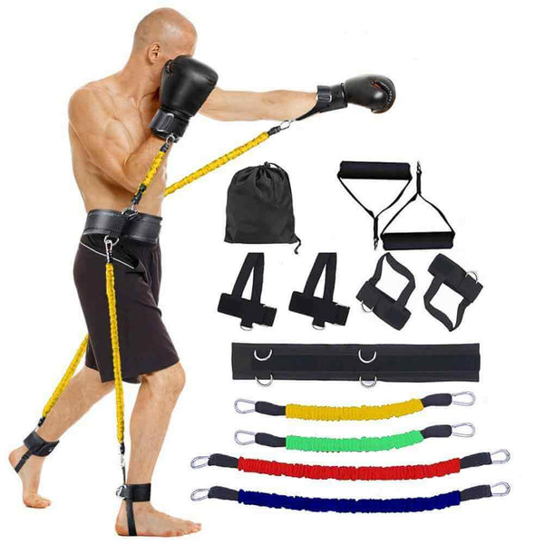 Petra store Resistance Band Bounce Trainer set with boxer using waist ankle and glove bands plus handles and bag