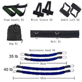 Petra store Resistance Band Bounce Trainer set with belt ankle cuffs wrist sleeves foam handles and carry bag
