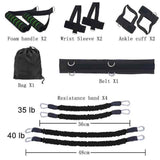 Petra store Resistance Band Bounce Trainer kit with foam handles wrist sleeves ankle cuffs belt and carry bag
