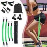 Petra store Resistance Band Bounce Trainer green set with ankle straps handles waist belt and carrying bag on trampoline