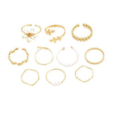 Petra store Flower Ring Set with gold and pearl designed stackable fashion accessory rings