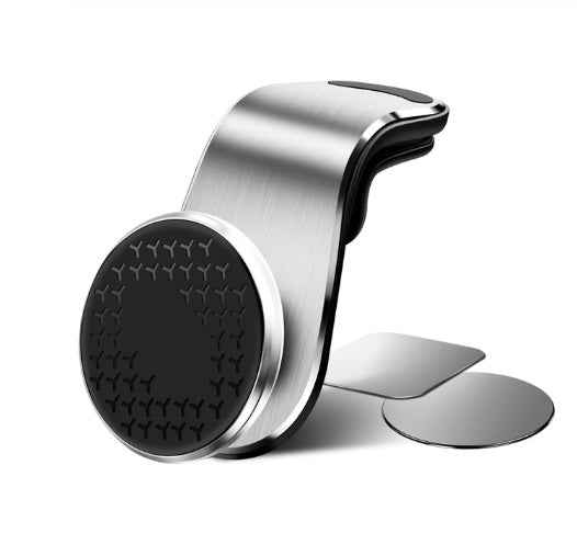 Petra store Magnetic Car Smartphone Holder in silver with black grip and metal mounting plates