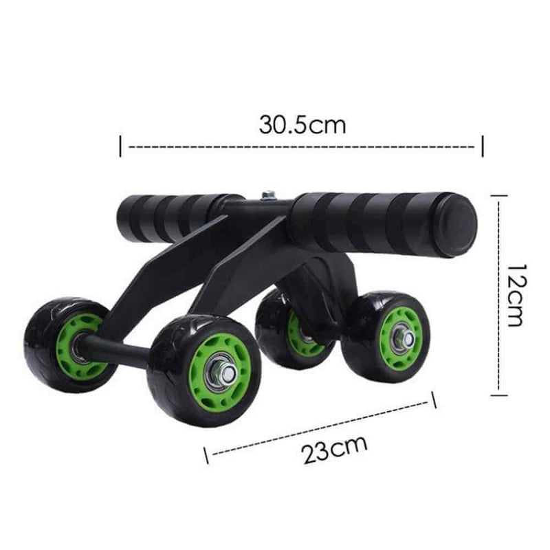 Petra store Four-Wheeled Abdominal Roller with black and green wheels for core strength training