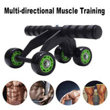 Petra store Four-Wheeled Abdominal Roller with black handles and green wheels for multi-directional muscle training