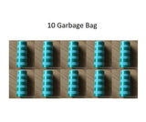 Ten rolls of green striped garbage bags for pet waste cleanup by Petra store Cat Litter Shovel Set accessory
