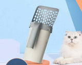 Petra store Cat Litter Shovel Set with gray perforated scoop and easy-grip handle next to a white fluffy cat