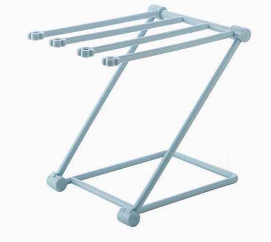 Petra store foldable dishcloth shelf in light blue with multiple drying rods for kitchen use