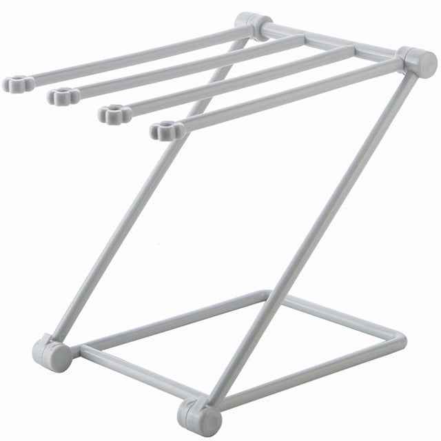 Petra store foldable dishcloth shelf in white with multiple rods for hanging and drying dishcloths