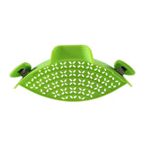 Green Petra store Pot Side Drain Stopper with adjustable clamps for kitchen pots and pans