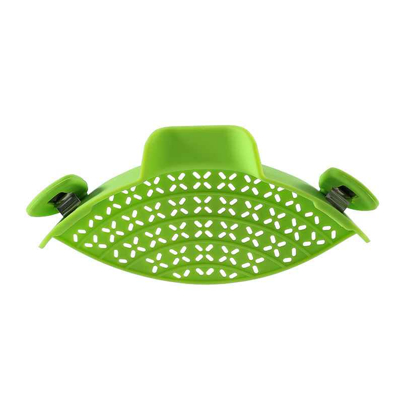 Green Petra store Pot Side Drain Stopper with adjustable clamps for kitchen pots and pans