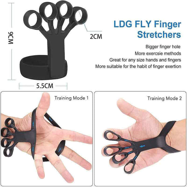 Petra store Hand Grip Trainer black finger stretcher with adjustable loops for hand and finger exercise