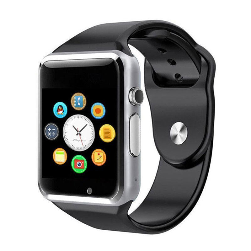 Kids smart watch with sim card in black with touchscreen and multiple app icons by Petra store