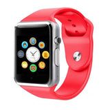 Kids smart watch with sim card in red color with touchscreen and app icons from Petra store