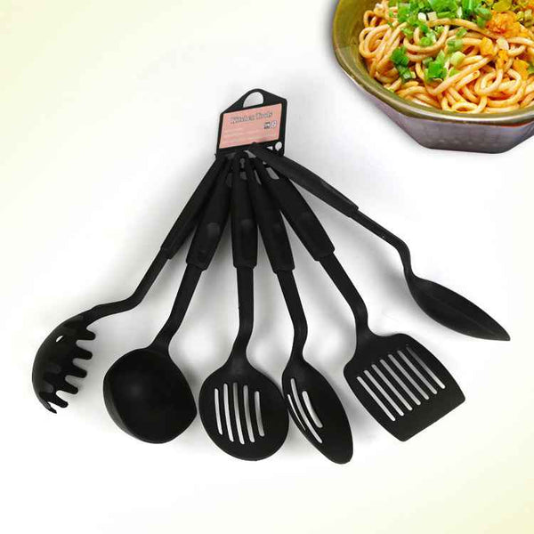 Petra store black Non-stick Pan Kitchen Utensils set with six essential cooking tools for home and kitchen