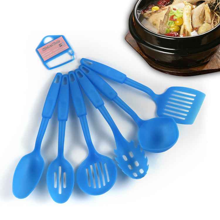 Petra store blue non-stick pan kitchen utensils set with six silicone cooking tools