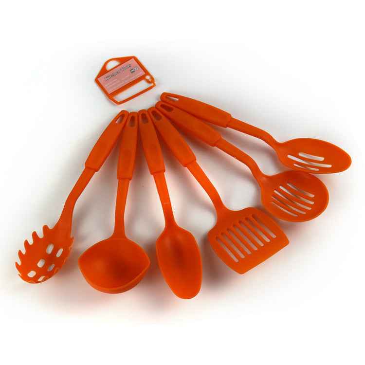 Orange Non-stick Pan Kitchen Utensils set from Petra store with six essential cooking tools